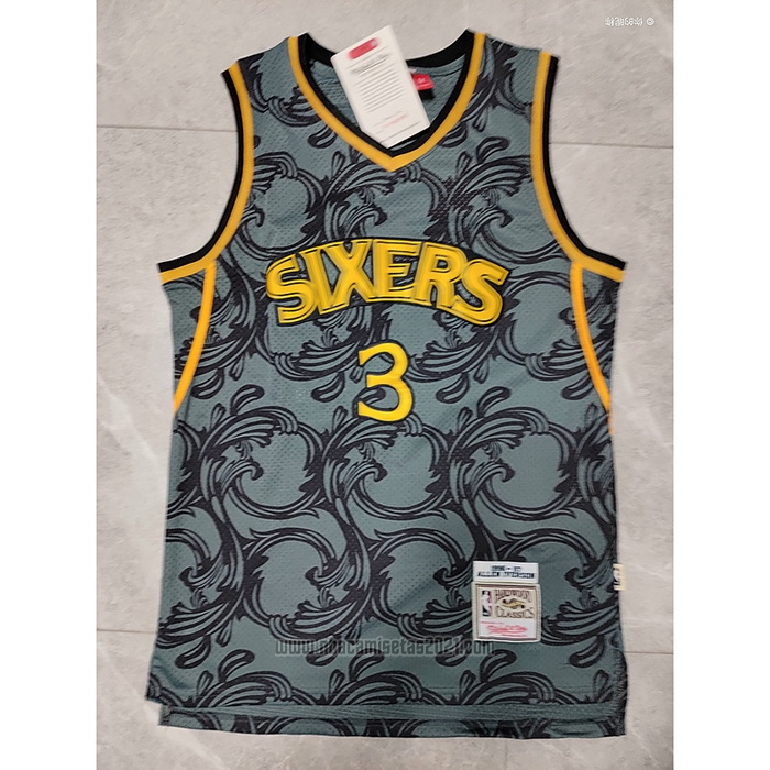 Camiseta Philadelphia 76ers Allen Iverson #3 Mitchel & Ness 1996-97 Negro